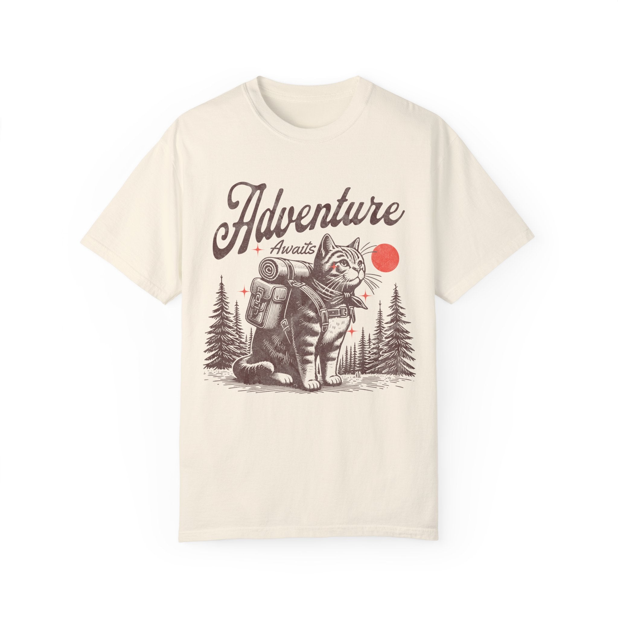 Adventure Awaits Cat Unisex T-Shirt - Outdoor Lovers Tee
