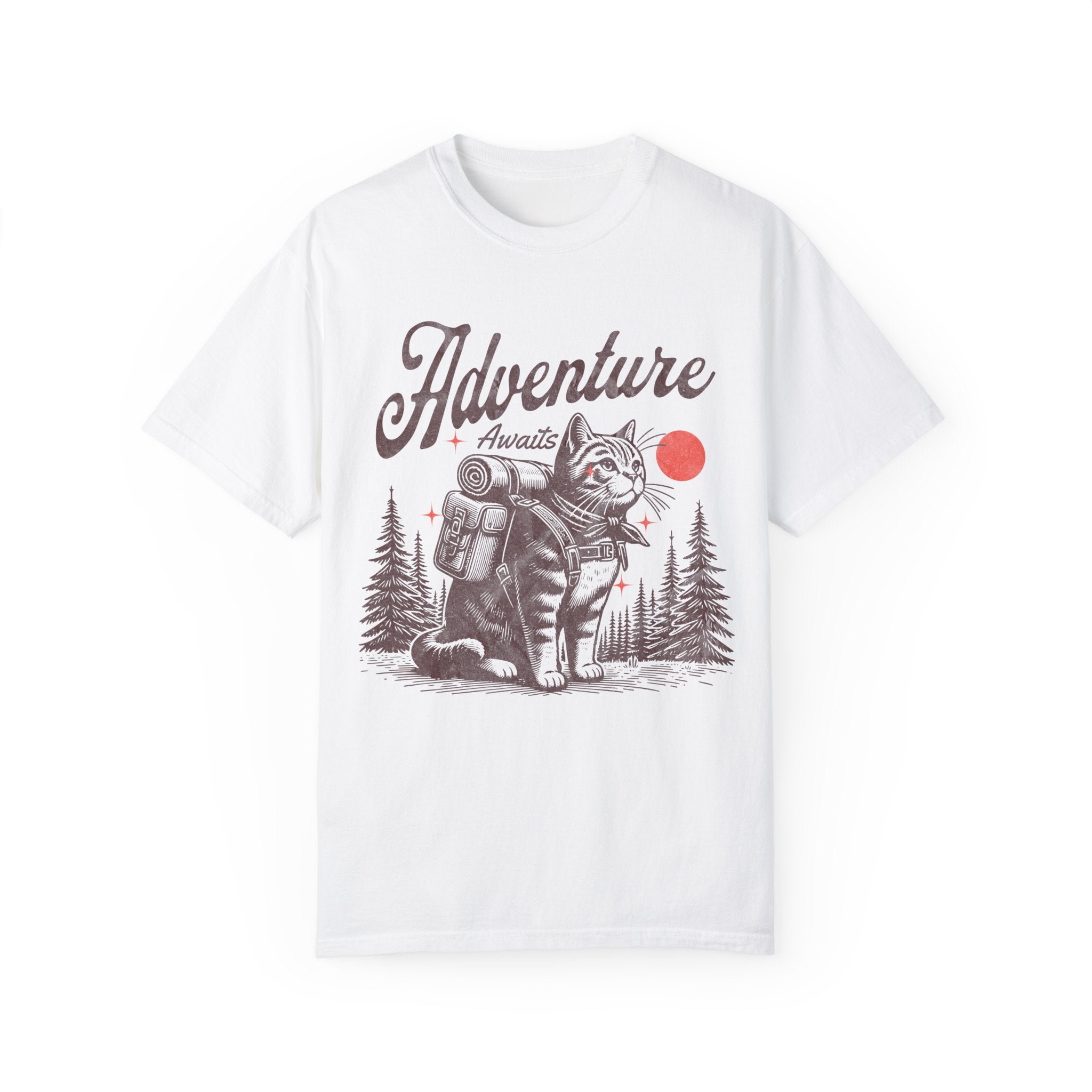 Adventure Awaits Cat Unisex T-Shirt - Outdoor Lovers Tee